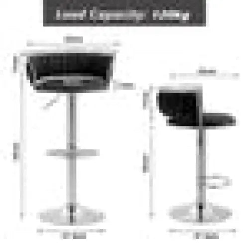 SERENITà Silver Swivel Upholstered Velvet Adjustable Height Counter Stool with Metal Frame Black (Set of 2) - Furniture