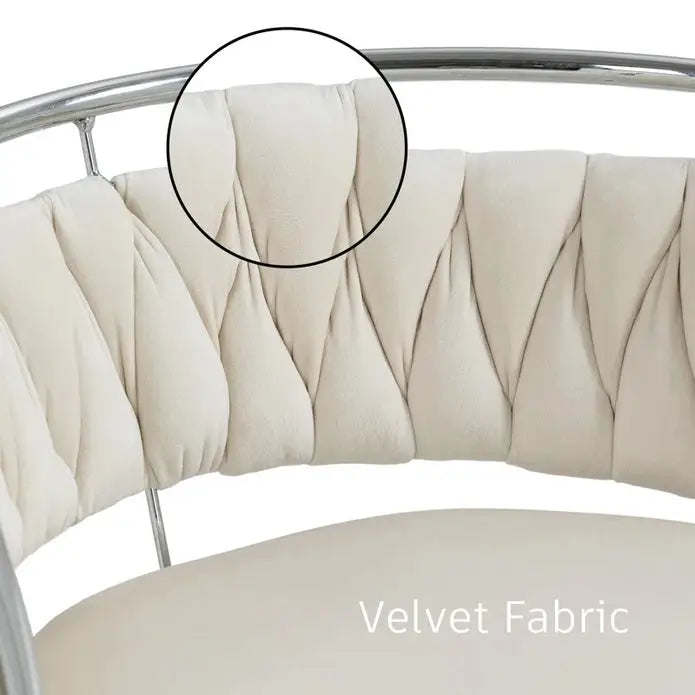 SERENITà Silver Swivel Upholstered Velvet Adjustable Height Counter Stool with Metal Frame White (Set of 2) - Furniture
