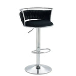 SERENITà Silver Swivel Upholstered Velvet Adjustable Height Counter Stool with Metal Frame Black (Set of 2) - Furniture