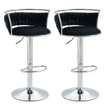 SERENITà Silver Swivel Upholstered Velvet Adjustable Height Counter Stool with Metal Frame Black (Set of 2) - Furniture