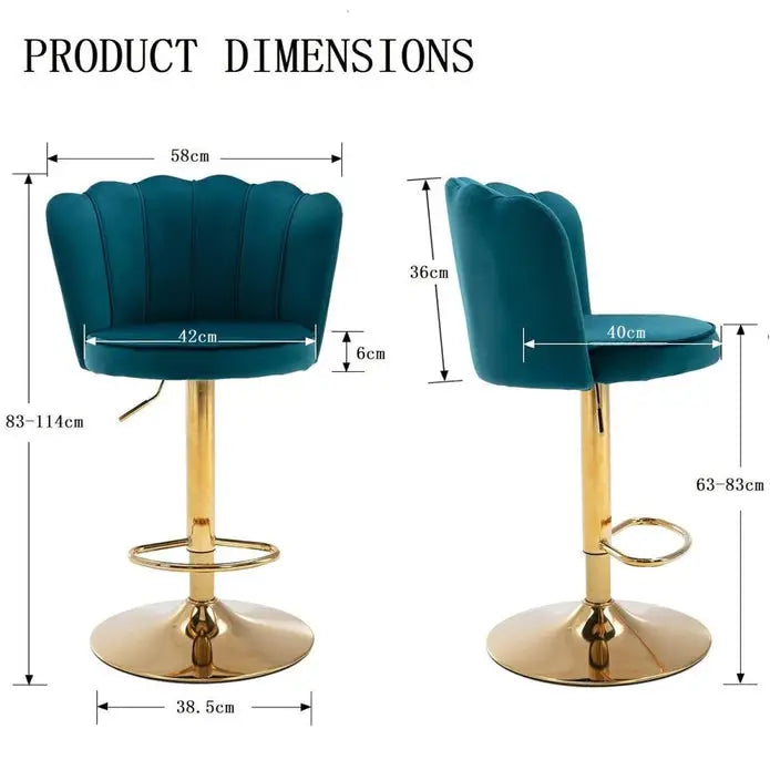 SERENITà Swivel Bar Stools Bar Height Set of 2 Adjustable Upholstered Counter Barstool Velvet Bar Chairs with Back/Gold