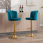 SERENITà Swivel Bar Stools Bar Height Set of 2 Adjustable Upholstered Counter Barstool Velvet Bar Chairs with Back/Gold