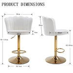SERENITà Swivel Bar Stools Bar Height Set of 2 Adjustable Upholstered Counter Barstool Velvet Bar Chairs with Back/Gold