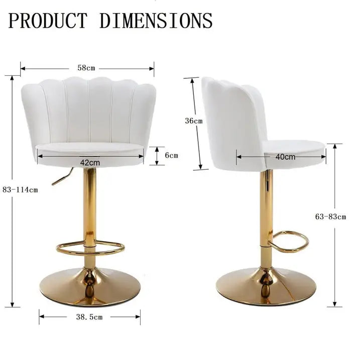 SERENITà Swivel Bar Stools Bar Height Set of 2 Adjustable Upholstered Counter Barstool Velvet Bar Chairs with Back/Gold