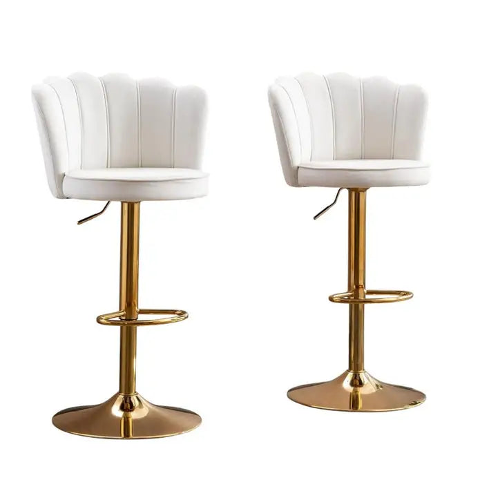 SERENITà Swivel Bar Stools Bar Height Set of 2 Adjustable Upholstered Counter Barstool Velvet Bar Chairs with Back/Gold
