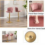 SERENITà Swivel Bar Stools Bar Height Set of 2 Adjustable Upholstered Counter Barstool Velvet Bar Chairs with Back/Gold