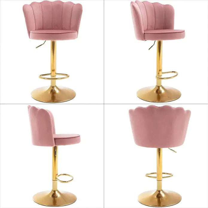 SERENITà Swivel Bar Stools Bar Height Set of 2 Adjustable Upholstered Counter Barstool Velvet Bar Chairs with Back/Gold