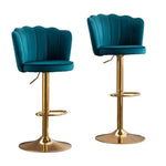 SERENITà Swivel Bar Stools Bar Height Set of 2 Adjustable Upholstered Counter Barstool Velvet Bar Chairs with Back/Gold
