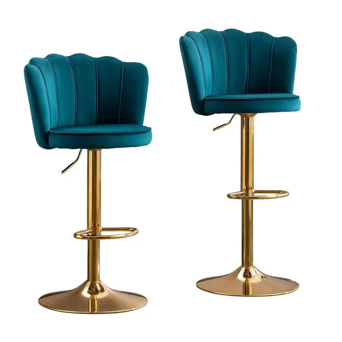 SERENITà Swivel Bar Stools Bar Height Set of 2 Adjustable Upholstered Counter Barstool Velvet Bar Chairs with Back/Gold