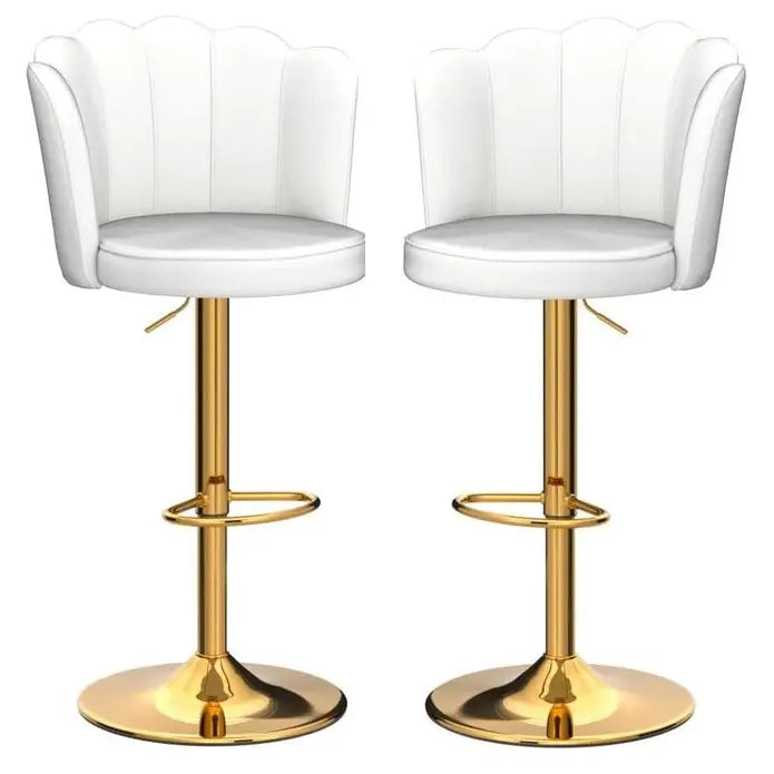 SERENITà Swivel Bar Stools Bar Height Set of 2 Adjustable Upholstered Counter Barstool Velvet Bar Chairs with Back/Gold
