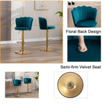 SERENITà Swivel Bar Stools Bar Height Set of 2 Adjustable Upholstered Counter Barstool Velvet Bar Chairs with Back/Gold