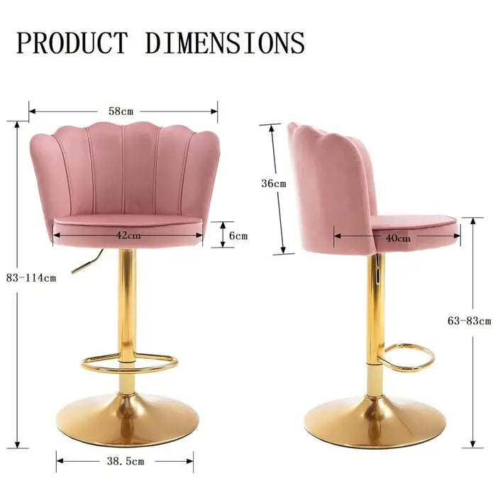 SERENITà Swivel Bar Stools Bar Height Set of 2 Adjustable Upholstered Counter Barstool Velvet Bar Chairs with Back/Gold