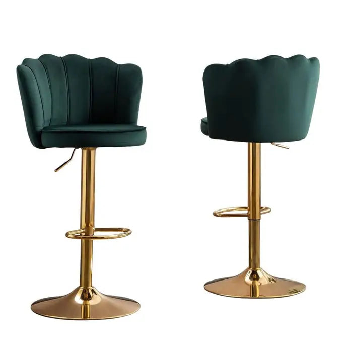 SERENITà Swivel Bar Stools Bar Height Set of 2 Adjustable Upholstered Counter Barstool Velvet Bar Chairs with Back/Gold