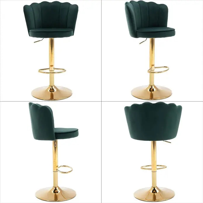 SERENITà Swivel Bar Stools Bar Height Set of 2 Adjustable Upholstered Counter Barstool Velvet Bar Chairs with Back/Gold
