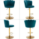 SERENITà Swivel Bar Stools Bar Height Set of 2 Adjustable Upholstered Counter Barstool Velvet Bar Chairs with Back/Gold