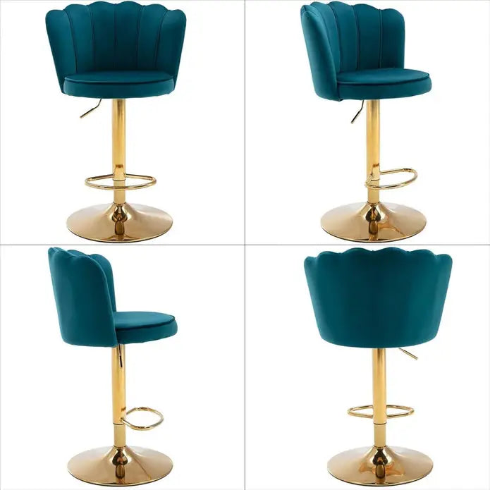 SERENITà Swivel Bar Stools Bar Height Set of 2 Adjustable Upholstered Counter Barstool Velvet Bar Chairs with Back/Gold