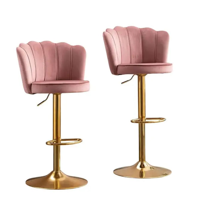 SERENITà Swivel Bar Stools Bar Height Set of 2 Adjustable Upholstered Counter Barstool Velvet Bar Chairs with Back/Gold