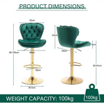 SERENITà Swivel Bar Stools Set of 2 Counter Height Barstools with Back Velvet Upholstered Adjustable Stool Chair Min