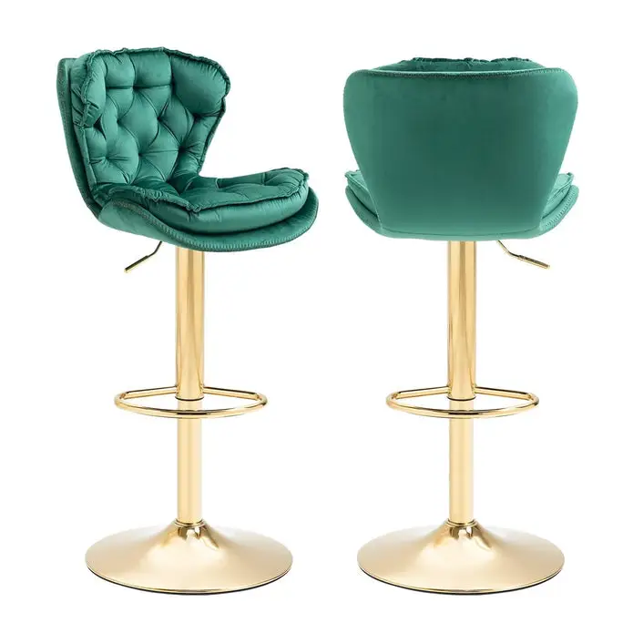 SERENITà Swivel Bar Stools Set of 2 Counter Height Barstools with Back Velvet Upholstered Adjustable Stool Chair Min
