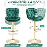 SERENITà Swivel Bar Stools Set of 2 Counter Height Barstools with Back Velvet Upholstered Adjustable Stool Chair Min