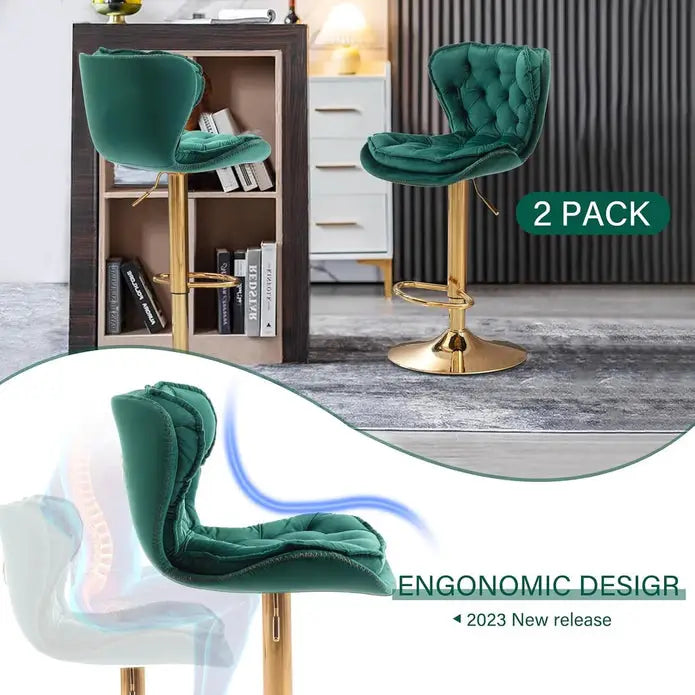 SERENITà Swivel Bar Stools Set of 2 Counter Height Barstools with Back Velvet Upholstered Adjustable Stool Chair Min