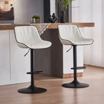 SERENITà White Modern Height Adjustable Swivel Bar Stools Upholstered Leather Barstool Kitchen Island Chairs with Metal