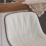 SERENITà White Modern Height Adjustable Swivel Bar Stools Upholstered Leather Barstool Kitchen Island Chairs with Metal
