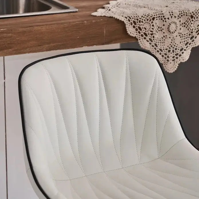 SERENITà White Modern Height Adjustable Swivel Bar Stools Upholstered Leather Barstool Kitchen Island Chairs with Metal