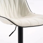 SERENITà White Modern Height Adjustable Swivel Bar Stools Upholstered Leather Barstool Kitchen Island Chairs with Metal