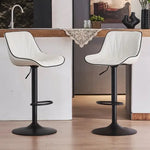 SERENITà White Modern Height Adjustable Swivel Bar Stools Upholstered Leather Barstool Kitchen Island Chairs with Metal