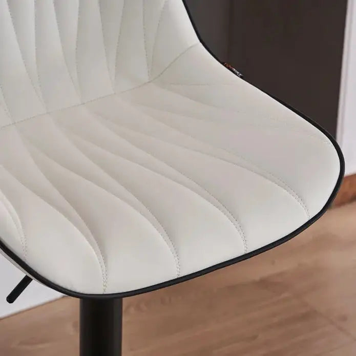 SERENITà White Modern Height Adjustable Swivel Bar Stools Upholstered Leather Barstool Kitchen Island Chairs with Metal