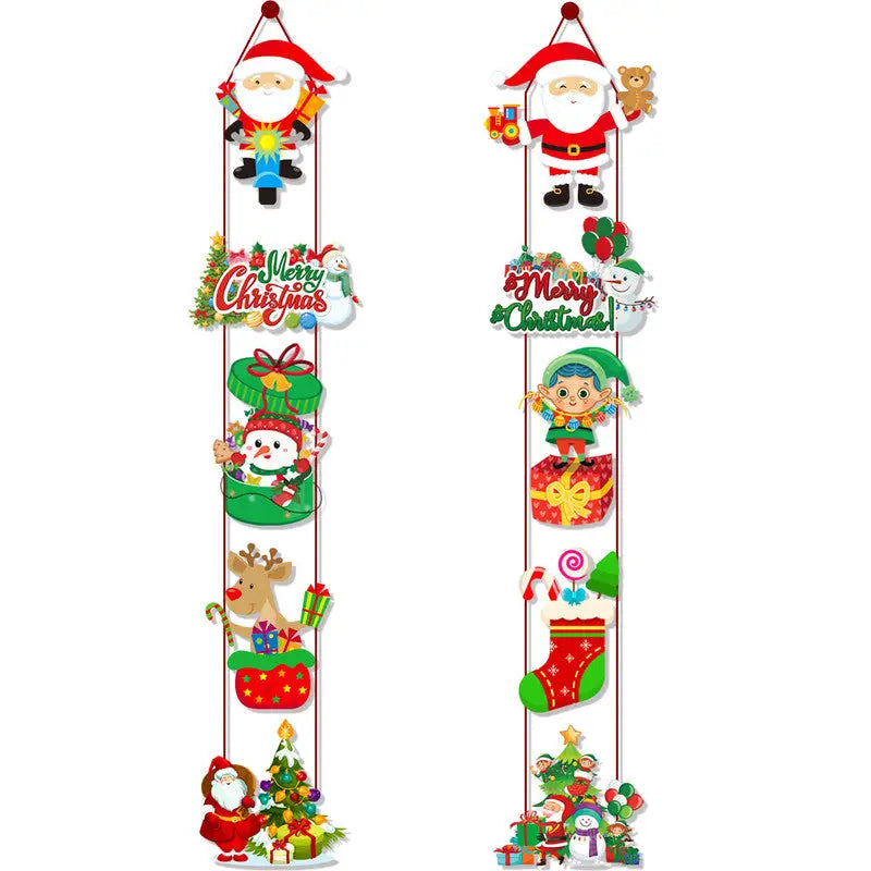 Set of 10 Christmas Hanging Door Decorations - Santa Snowman Stocking and Gingerbread Ornaments (3 set 30 pieces)