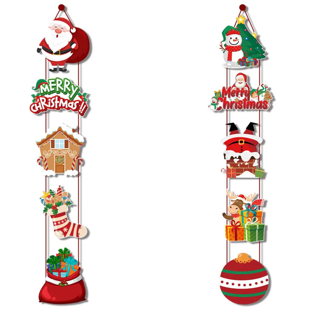 Set of 10 Christmas Hanging Door Decorations - Santa Snowman Stocking and Gingerbread Ornaments (3 set 30 pieces)