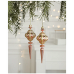 Set of 10 Christmas Ornaments -Gold & Rose Gold Holiday Tree Decorations - Occasions > Christmas > Christmas Decorations