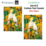 Set of 2 Backyard Beauties Kitchen Tea Towels Cockatoos 50 x 70 cm - Home & Garden > Kitchenware