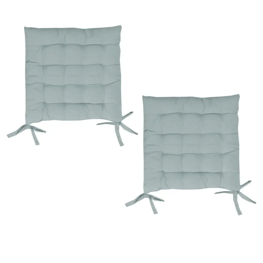Set of 2 Chair Pads with Ties 40 x 40 cm Silver Blue - Home & Garden > Bedding