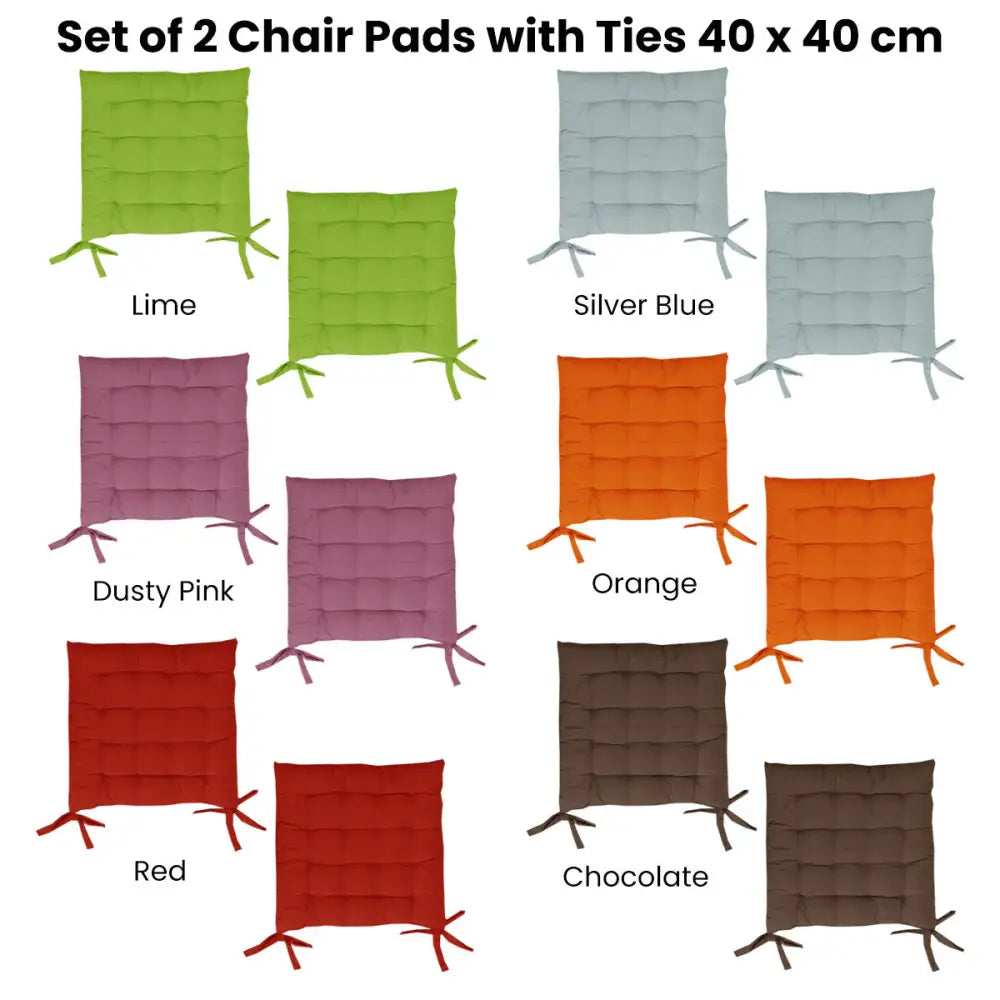 Set of 2 Chair Pads with Ties 40 x 40 cm Silver Blue - Home & Garden > Bedding