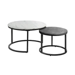 Set of 2 Coffee Table Round Marble Nesting Side End Table Furniture - Furniture > Office