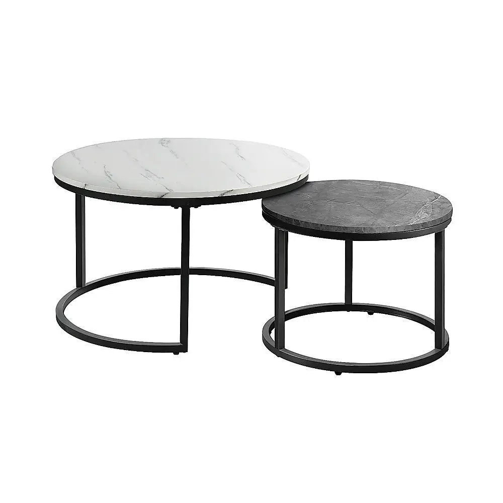 Set of 2 Coffee Table Round Marble Nesting Side End Table Furniture - Furniture > Office