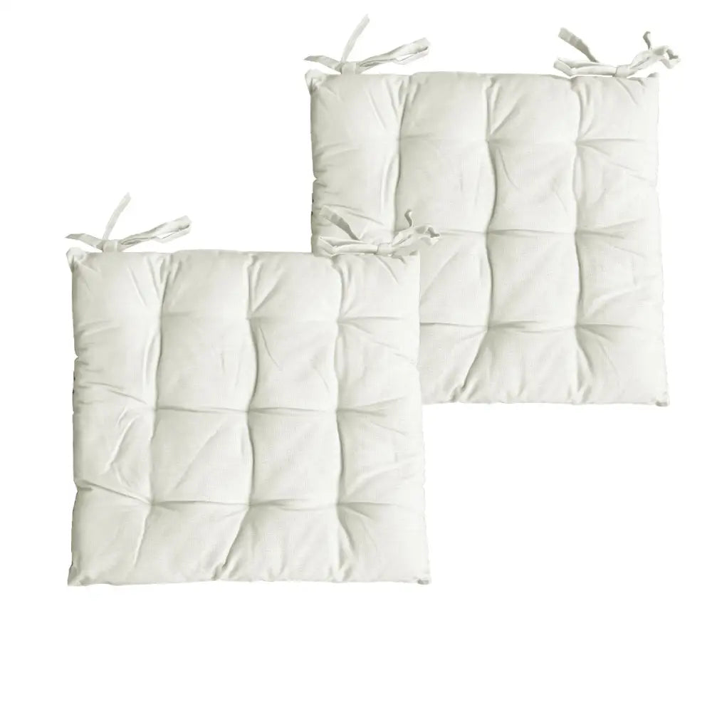 Set of 2 Colter Cotton Chair Pads Cream - Home & Garden > Bedding