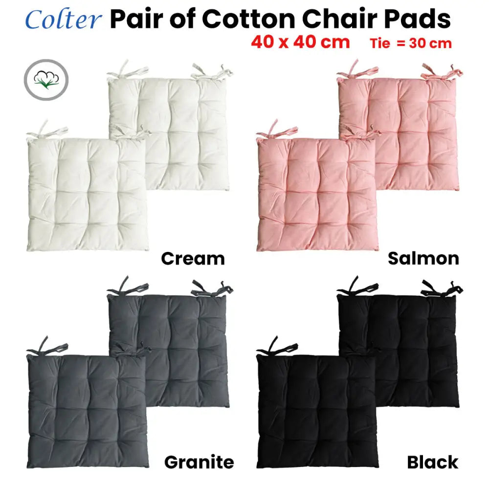 Set of 2 Colter Cotton Chair Pads Cream - Home & Garden > Bedding