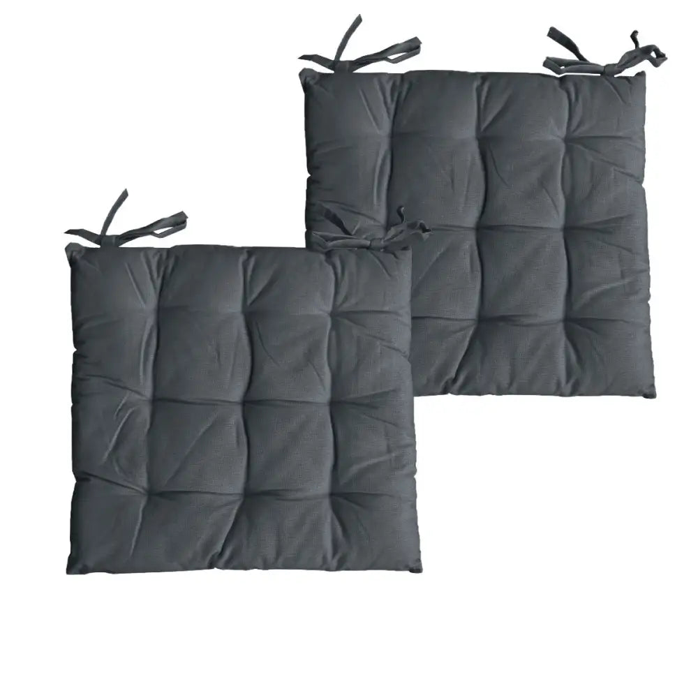 Set of 2 Colter Cotton Chair Pads Granite - Home & Garden > Bedding