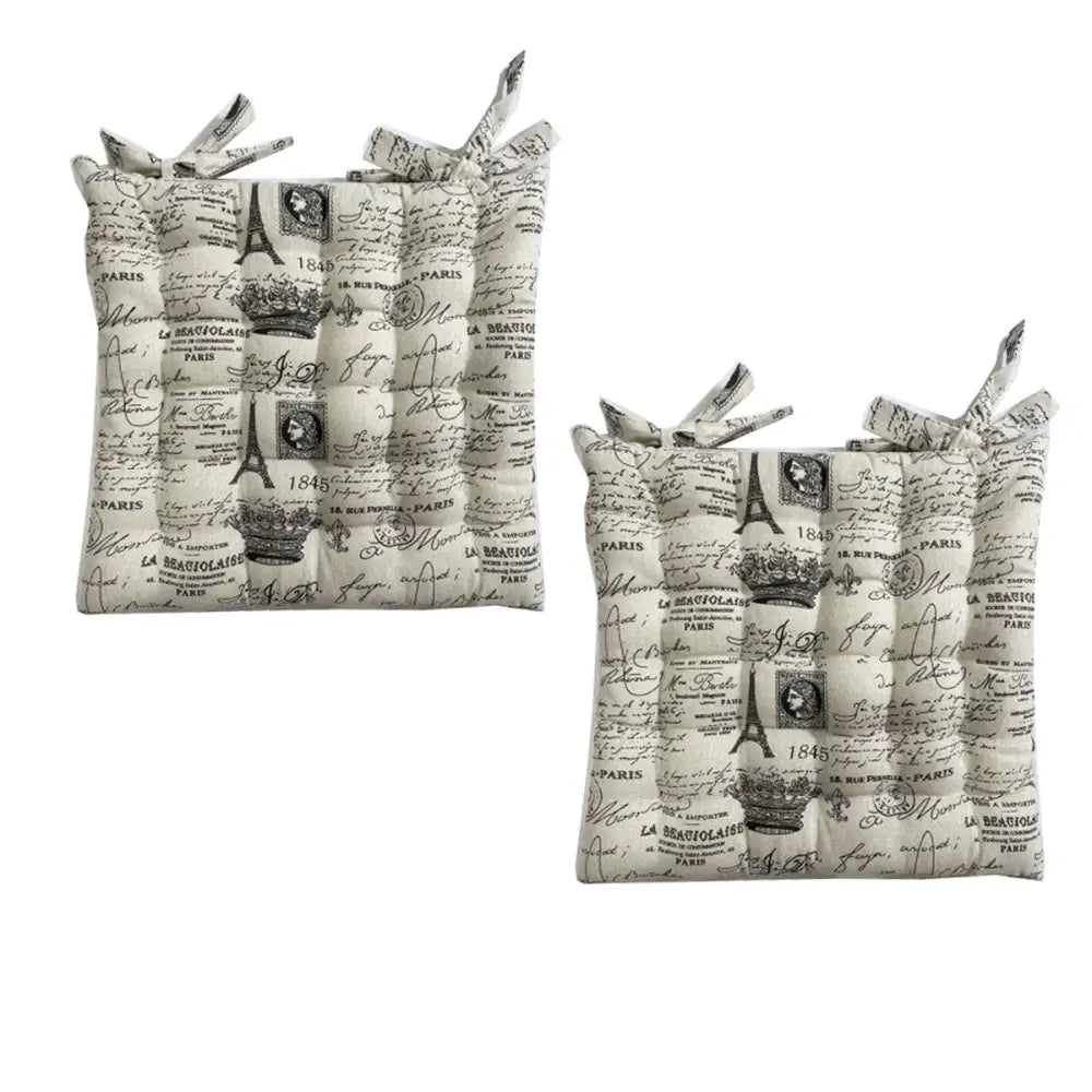 Set of 2 Cotton Cover Chair Pads 40 x 40 cm Eiffel Tower - Home & Garden > Decor > Cushions & Throws