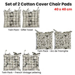 Set of 2 Cotton Cover Chair Pads 40 x 40 cm Eiffel Tower - Home & Garden > Decor > Cushions & Throws