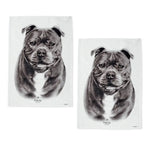 Set of 2 Delightful Dogs Cotton Kitchen Tea Towels 50 x 70 cm Staffy Terrier - Home & Garden > Kitchenware
