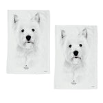 Set of 2 Delightful Dogs Cotton Kitchen Tea Towels 50 x 70 cm West Highland - Home & Garden > Kitchenware