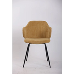 Set of 2 Dining Chairs Corduroy Cord Fabric with Metal Legs in Mustard Yellow - Furniture > Bar Stools & Chairs > Arm