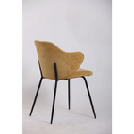 Set of 2 Dining Chairs Corduroy Cord Fabric with Metal Legs in Mustard Yellow - Furniture > Bar Stools & Chairs > Arm