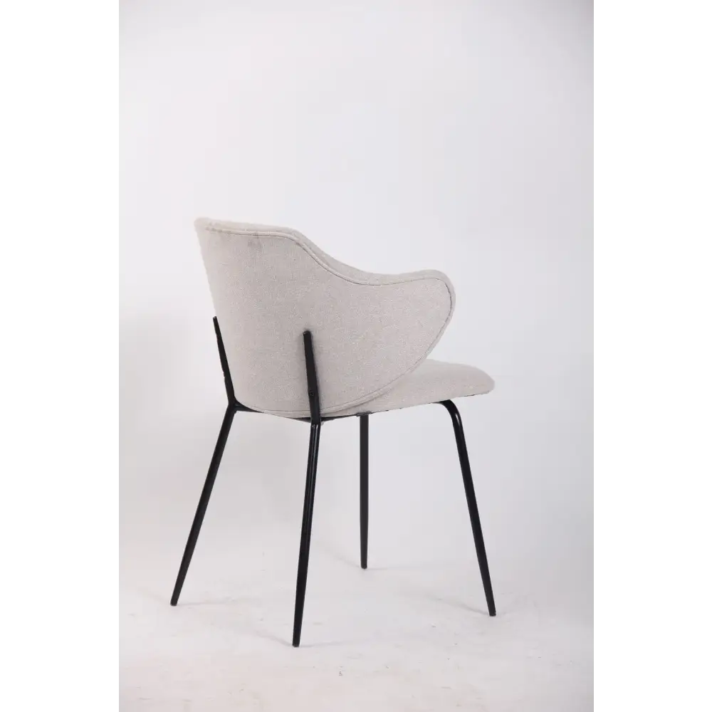 Set of 2 Dining Chairs Fabric with Metal Legs in Ivory Beige - Furniture > Bar Stools & Chairs > Arm Chairs & Recliners