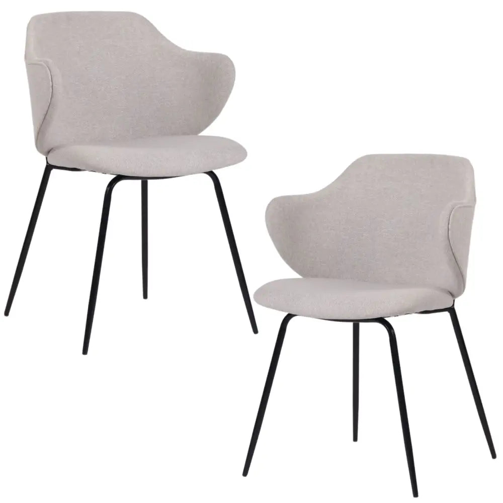 Set of 2 Dining Chairs Fabric with Metal Legs in Ivory Beige - Furniture > Bar Stools & Chairs > Arm Chairs & Recliners